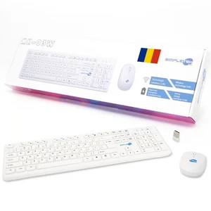 Wireless Mouse And Keyboard Kit Romanian Layout White Kit Set M&K Romanian - Picture 1 of 6
