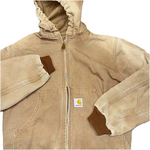 Giacca Carhartt vintage giovane grande anatra marrone tela foderata con cappuccio invecchiata Y05BRN - Foto 1 di 8