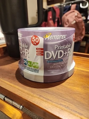 Memorex Printable DVD+R 50 Pack 16X 4.7GB 120 Minute Discs Brand NEW Sealed  - Image 1 of 3