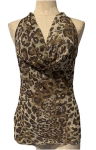 Top Sweet Pea by Stacy Frati Animal Print Mech Nylon Sleeveless Sz L Vintage Y2K - Picture 1 of 9