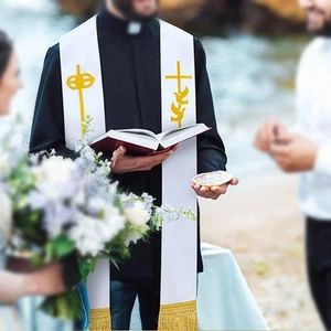 Stola Da Sacerdote Per Uomo E Donna, Stola Da Clero Ricamata Per Per - Foto 1 di 7
