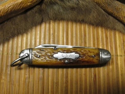 VNTG. 1940  Camillus WW11 ARMY ENGINEERS CAMP 4 BLADED  POCKET KNIFE BONE SCALES - Image 1 of 4