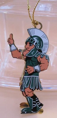 MICHIGAN STATE -MSU- SPARTY MASCOT ORNAMENT by BALDWIN 24KT OVER BRASS - 3-D - Image 1 of 4