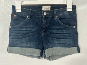 Hudson Girl’s Sz 14 Cuff Shorts Blue Denim Jean Stretch Flap Pocket - Picture 1 of 5
