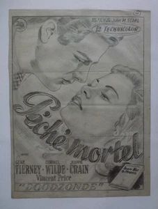 PECHE MORTEL Dessin Original Etude Préparatoire 1945 G. Tierney Affiche Belge - Picture 1 of 5