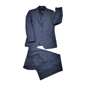 Saks Fifth Avenue Suit Ermenegildo Zegna 40s Navy Blue Wool 2 Piece Italy Made - Picture 1 of 18