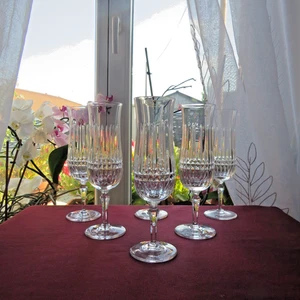 6 flutes a champagne en cristal de sèvres modèle savannah H 19 CM signée - Imagen 1 de 12