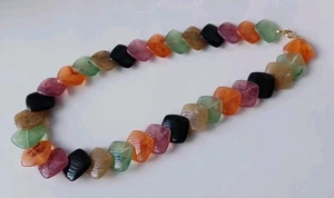 DE COLECCIÓN 1986 SIN MARCA AVON LUCITE "COLLAR ESPECTRO PULIDO" BROCHE DORADO 17,5" - Imagen 1 de 22