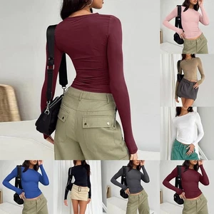 Women's Long Sleeve Slim Fit Casual T Shirt for Daily Wear and Vacation - Picture 1 of 90