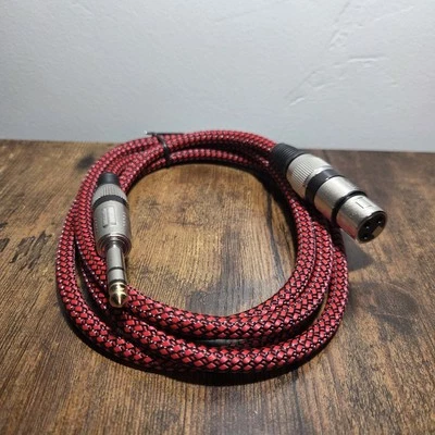 XLR Female to 1/4 In Cable 6ft Nylon Braided Microphone Cable 6.35mm TRS to XLR - Image 1 of 3