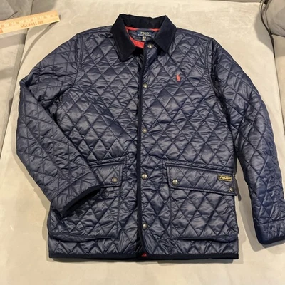 Awesome - Polo Ralph Lauren - Navy Quilted Barn Coat / Jacket - Youth XL 18/20 - Image 1 of 4