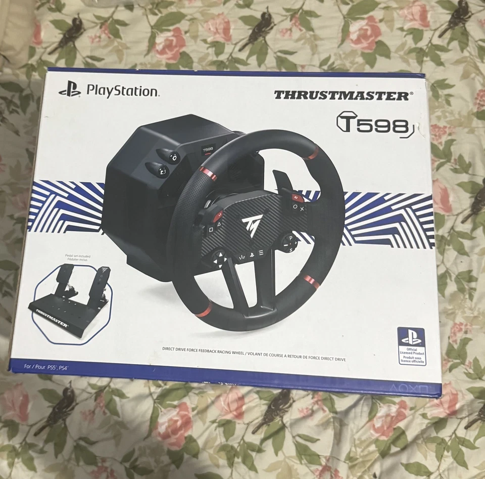 Thrustmaster T598 Racing Wheel with  Pedals In Original Box cables included  - Image 1 of 4