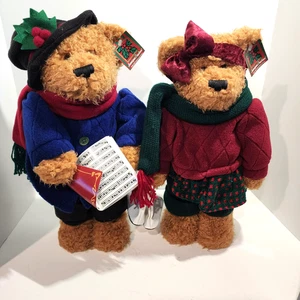 Vintage MTY Christmas Caroler Teddy Bear Couple Holiday Décor  - Picture 1 of 9