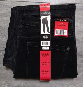 Gut getragene Hose Erwachsene Größe 8/29 schwarz Cord hoher Bund weich skinny Damen - Bild 1 von 6