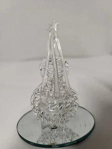 Neuwertige Vintage mundgeblasene Glas Cello Musikinstrument Figur auf Spiegelsockel - Bild 1 von 14