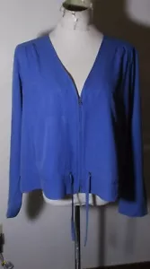 SILK PENDLETON Blue Full Zip 100% Silk Jacket Size L - Picture 1 of 6