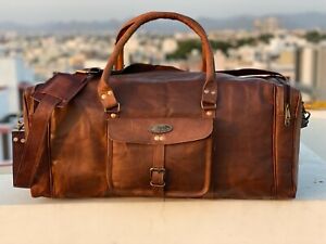 Leather Weekend Bag Travel Men's Gym Luggage Vintage Overnight Air cabin Duffel