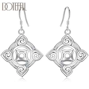 DOTEFFIL Argento Sterling 925 Modello Geometrico Goccia Orecchino Fidanzamento Gioielli - Foto 1 di 6