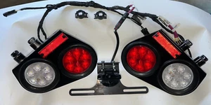Peterbilt 379 389 LED Tail Lights Paccar Brackets New Take Off & Wiring Harness - Picture 1 of 24