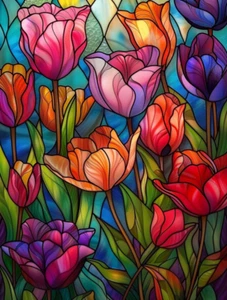 Diamond Art Kits for Adults 5D DIY Diamond Art Flowers Stained Glass Flower Pain - Picture 1 of 6