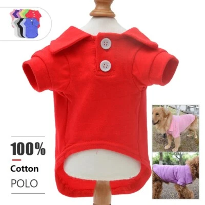 Basic Dog Polo Shirts Premium Cotton, Polo T-Shirts for Large Medium Small Dogs - Image 1 of 4