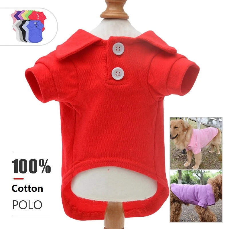 Basic Dog Polo Shirts Premium Cotton, Polo T-Shirts for Large Medium Small Dogs - Image 1 of 4