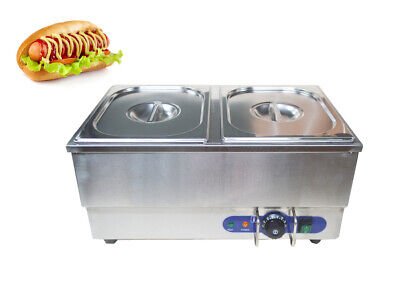 TECHTONGDA 110V 2 Pans Commercial Electric Hot Dog Steamer & Bun Warmer • 207.57£