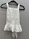 Free People White Smocked Tank Top Size Small Bow Tie New