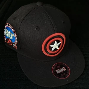 Captain America 60 Patch Youth Kids Marvel Lids Exclusive Black Snapback Cap Hat - Picture 1 of 7