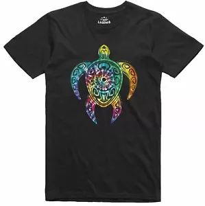 Hippie Tie Dye Style Psychedelic Turtle Nature 100% Cotton Regular Fit T Shirt - Picture 1 of 4