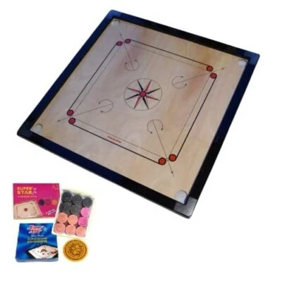 New Carrom Board Large 81cm - Smooth High Quality Packed - 24 Coins + Powder + S - image 1 of 3