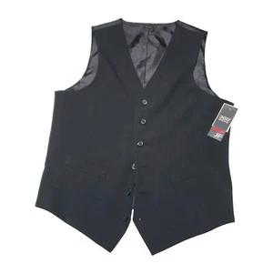 New JF. J Ferrar 6 Button Black Men's Dress Vest 360 Flex Size Medium - Picture 1 of 11
