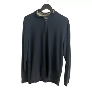 vineyard vines Saltwater Quarter-Zip Sweatshirt Pullover Navy Blue M Pima Cotton - Picture 1 of 8