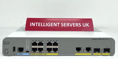 Cisco WS-C2960CX-8PC-L 8GE PoE+ uplinks 2x 1G SFP + 2x 1G copper LAN Base Switch - Image 1 of 3
