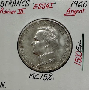 MONACO - 5 FRANCS 1960 (Rainier III) Monnaie en Argent // ESSAI - Picture 1 of 2
