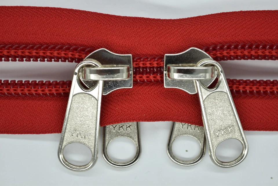 Chiusura Lampo 10 MM Spirale X - Modulo Rosso 2 Argento Doppio Manico - Immagine 1 di 1