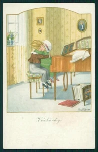 Piano infantil firmado por artista Pauli Ebner MM Vienne serie 1270 postal TC2332 - Imagen 1 de 2