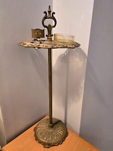 VINTAGE ART DECO CAST IRON SMOKING STATION LIGHTER ASHTRAY MATCH BOX HOLDER 28" - Picture 1 of 9