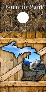 Duck hunting camouflage Michigan Cornhole game decal wraps - Picture 1 of 1