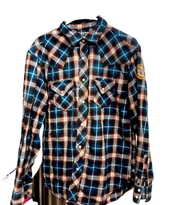 Carbon Herren Hemd mit Knöpfen Slim Fit Größe L Blau Kariert Langarm - Bild 1 von 13