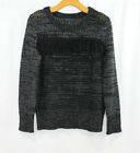 NWT Banana Republic $98 Womens Black Grey Wool Blend Fringe Trim Sweater S