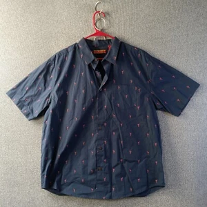 Havanera Co Shirt Mens XL Blue Pink Flaming Animal Print Casual Button Up - Picture 1 of 15