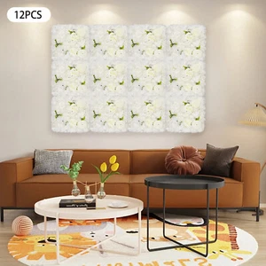 3D Flower Wall Panel-12pcs Artificial Flower Wall Background Silk Rose Wedding - Picture 1 of 18