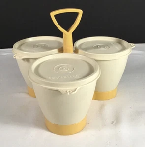Vintage Tupperware Condiment Caddy/Keeper, Almond/Harvest Gold #757-4 SHIPS FREE - Picture 1 of 7