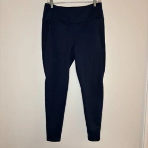 SPYDER Active Fleece Lined Leggings Size L Navy Stretch Pockets - Picture 1 of 6