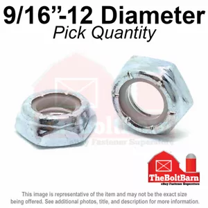9/16"-12 Grado A inserto de nailon hexagonal atascado tuercas de bloqueo zinc grueso Nylok (Elige la cantidad) - Imagen 1 de 2