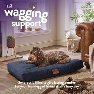 Slumberdown Paws Dog Pet Bed Large with Navy Washable Microfleece Cover - Picture 1 of 8