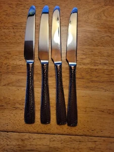 Hudson Essentials 4-Piece Hammered Stainless Steel Silverware Cutlery Knives  - Picture 1 of 7