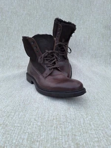 TO BOOT ADAM DERRICK Mens Hand Made Shearling Leather Boots SZ 11 Lace Up Italy - Picture 1 of 10