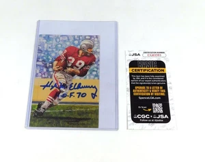 Tarjeta 4x6 firmada por Hugh McElhenny 1992 Salón de la Fama del Fútbol Profesional/5000 JSA Automática - Imagen 1 de 2